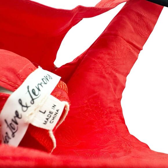 For Love & Lemons Women's Jacquard Fabric Ilana Midi Dress in Red NWT - Picture 9 of 11